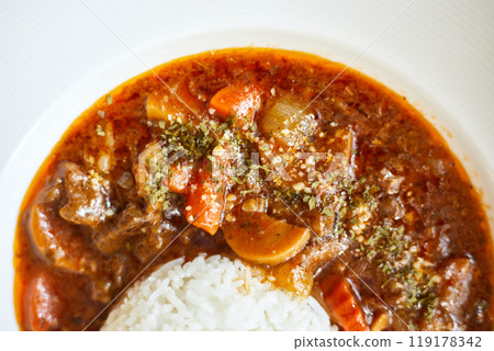 Beef casserole, with herbs and vegetables Beef casserole, with herbs and vegetables 119178342
