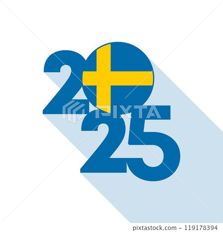 2025 banner with Sweden flag inside. Vector illustration. 119178394