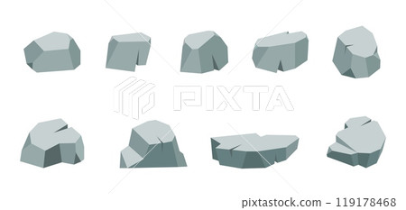 Rock stone. Cartoon game art rocks and stones. Mineral vector illustration 119178468