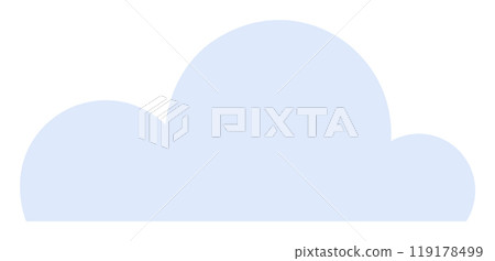 A light blue cloud shape in a flat, simple vector style. Ideal for weather icons, background designs, children s illustrations, nature-themed graphics, digital media. Clean design, flat style, light 119178499