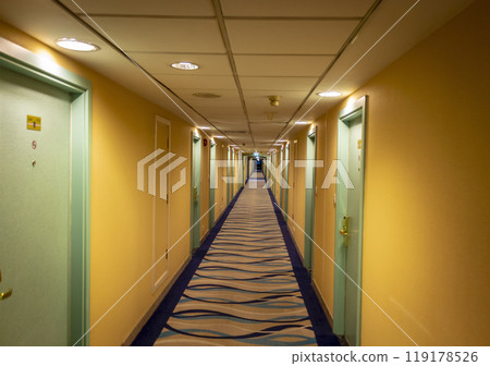 Long corridor of the hotel Long corridor of the hotel 119178526