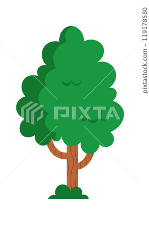 Cartoon trees. Green tree vector illustration. Doodle wood plant 119178580
