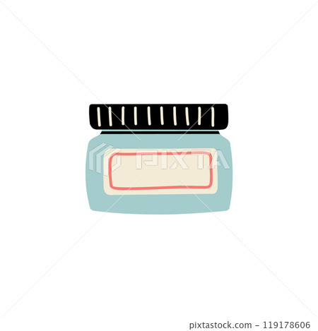 Cream doodle bottle. Beauty skincare product. Makeup cosmetic jar. Vector skin care illustration Cream doodle bottle. Beauty skincare product. Makeup cosmetic jar. Vector skin care illustration 119178606