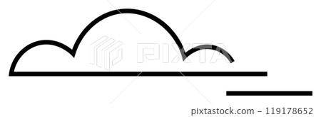 Black and white outline of a cloud with horizontal lines below suggesting wind. Ideal for weather apps, minimalistic design, tech interfaces, educational resources, and web design. Simple vector style Black and white outline of a cloud with horizontal lines below suggesting wind. Ideal for weather apps, minimalistic design, tech interfaces, educational resources, and web design. Simple vector style 119178652