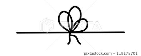 Bow gift ribbon line simple element set. Hand drawn doodle stroke ribbon bow. Elegant minimal line stroke style. Vector illustration 119178701