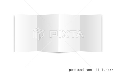 White folded booklet. Vector flyer or invitation card mockup. 119178737