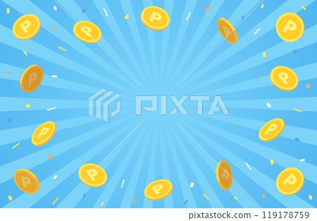 Vector illustration of point coins exploding 119178759