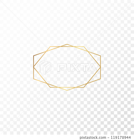 Geometric gold frame. Luxury golden shape for invitation. Vector decorative art deco template Geometric gold frame. Luxury golden shape for invitation. Vector decorative art deco template 119178944