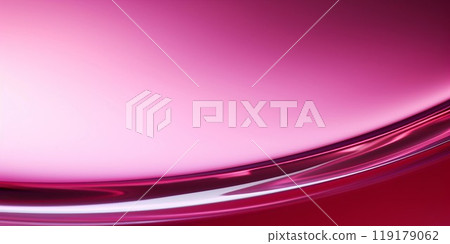 抽像水平模板。深粉紅色曲線，具有透明玻璃般的質感。 AI生成影像 119179062