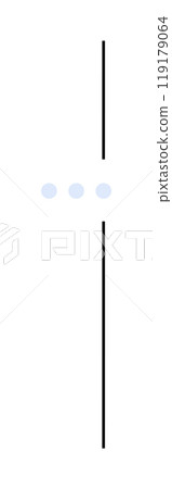 Three blue dots aligned horizontally between two vertical black lines on a white background. Ideal for simplicity, clarity, balance, organization, and modern design concepts. Clean lines, minimal Three blue dots aligned horizontally between two vertical black lines on a white background. Ideal for simplicity, clarity, balance, organization, and modern design concepts. Clean lines, minimal 119179064