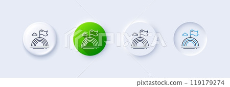 Lgbt line icon. Neumorphic, Green gradient, 3d pin buttons. Pride flag with rainbow sign. Gender diversity symbol. Line icons. Neumorphic buttons with outline signs. Vector Lgbt line icon. Neumorphic, Green gradient, 3d pin buttons. Pride flag with rainbow sign. Gender diversity symbol. Line icons. Neumorphic buttons with outline signs. Vector 119179274