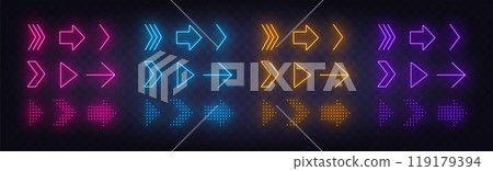 Neon Arrow Sign Set on the transparent background. 119179394