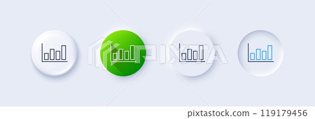 Histogram Column chart line icon. Neumorphic, Green gradient, 3d pin buttons. Financial graph sign. Stock exchange symbol. Business investment. Line icons. Vector 119179456