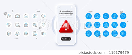 Internet, Windmill turbine and Chemistry lab line icons. Phone mockup with 3d danger icon. Pack of Seo idea, Cogwheel timer, Power safety icon. Vector Internet, Windmill turbine and Chemistry lab line icons. Phone mockup with 3d danger icon. Pack of Seo idea, Cogwheel timer, Power safety icon. Vector 119179479