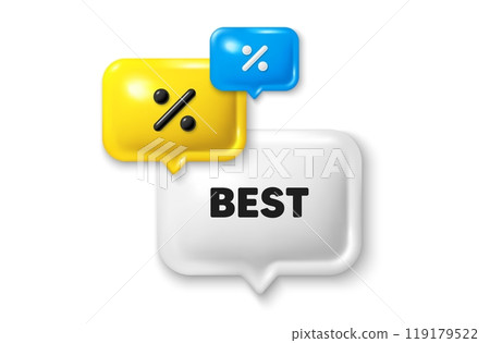Discount speech bubble offer 3d icon. Best promotion tag. Special offer Sale sign. Advertising Discounts symbol. Best discount offer. Speech bubble sale banner. Discount balloon. Vector Discount speech bubble offer 3d icon. Best promotion tag. Special offer Sale sign. Advertising Discounts symbol. Best discount offer. Speech bubble sale banner. Discount balloon. Vector 119179522