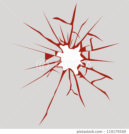 Destroyed window on street. Vandalism actions 119179589