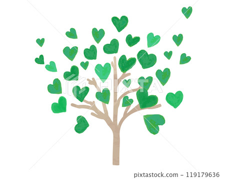 Illustration of a tree with heart-shaped leaves (colored with watercolor pencils) Illustration of a tree with heart-shaped leaves (colored with watercolor pencils) 119179636