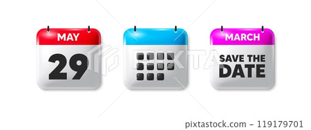 29th day of the month icon. Calendar save the date 3d icon. Event schedule date. Meeting appointment time. 29th day calendar message. Save the date month banner. Day or Monthly of schedule. Vector 119179701