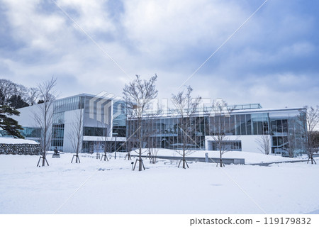 Nagano Prefectural Art Museum in winter, Shiroyama Park, Nagano City, Nagano Prefecture 119179832
