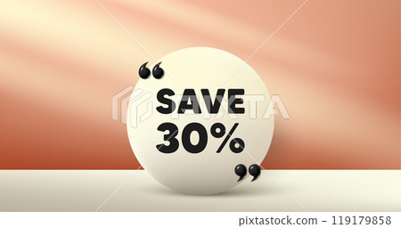 Save 30 percent off tag. Circle frame, product stage background. Sale Discount offer price sign. Special offer symbol. Discount round frame message. Minimal design offer scene. Vector Save 30 percent off tag. Circle frame, product stage background. Sale Discount offer price sign. Special offer symbol. Discount round frame message. Minimal design offer scene. Vector 119179858