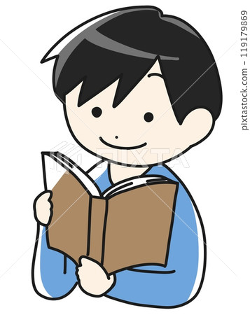 Illustration of a boy reading a book 119179869