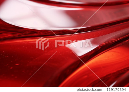 Abstract template. Red curved lines with transparent glass-like texture. AI generated image 119179894