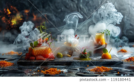A delicious journey with molecular cuisine, can be used for advertising 119180441