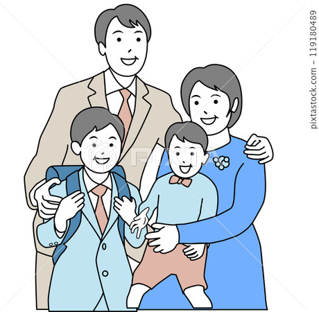 由小兄弟姊妹和父母組成的溫暖家庭 119180489