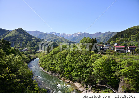 View from Suwakyo Bridge - Tone River, Mt. Tanigawa View from Suwakyo Bridge - Tone River, Mt. Tanigawa 119180502