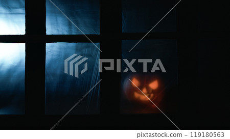 Blue Night With The Pumpkin Walking Blue Night With The Pumpkin Walking 119180563