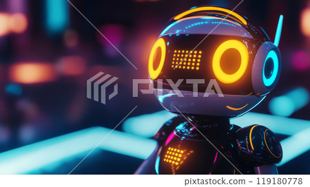 Chatbot assistant providing business coaching on a virtual screen, enhancing interactive learning experiences. 119180778