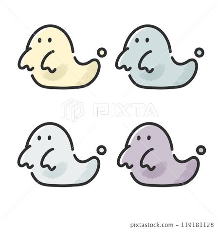 Illustration Halloween ghost 4 color set Illustration Halloween ghost 4 color set 119181128