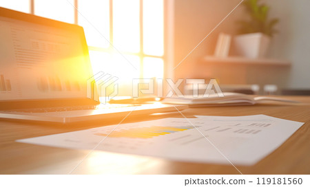 Bright Workspace with Laptop and Document Focus Bright Workspace with Laptop and Document Focus 119181560