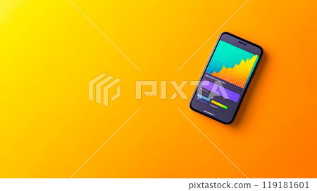 Smartphone with Growth Chart on Vibrant Background Smartphone with Growth Chart on Vibrant Background 119181601