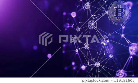 Abstract Cryptocurrency Network with Bitcoin Symbol Abstract Cryptocurrency Network with Bitcoin Symbol 119181603