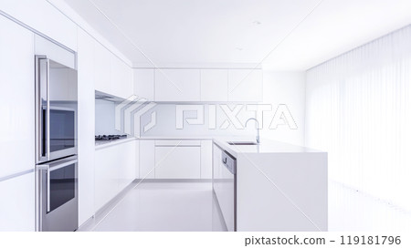 Sleek Minimalist Kitchen Design with Modern Appliances 119181796