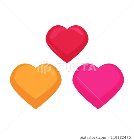 Set of heart icons. Vector illustration. Love, Valentine's day. Cards, posters, design heart Set of heart icons. Vector illustration. Love, Valentine's day. Cards, posters, design heart 119182470