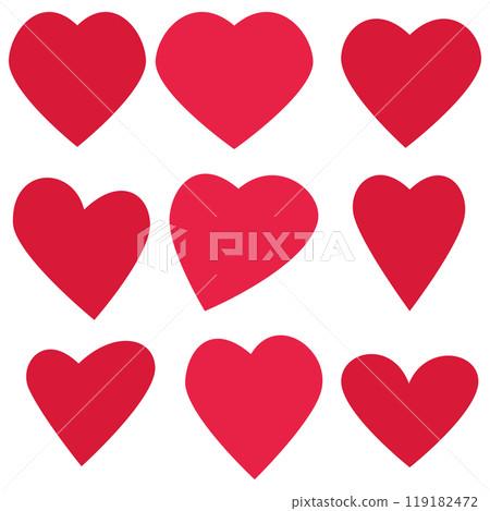 Set of heart icons. Vector illustration. Love, Valentine's day. Cards, posters, design heart Set of heart icons. Vector illustration. Love, Valentine's day. Cards, posters, design heart 119182472