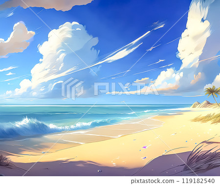 Image material of a deserted island with blue sea and sky Image material of a deserted island with blue sea and sky 119182540