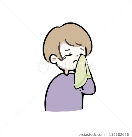 一個女人用手帕擦眼淚 119182656