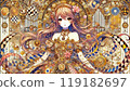 金色和新藝術風格的女孩插畫 119182697