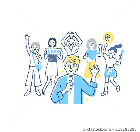 Male idols and their female fans cheering them on 119183293