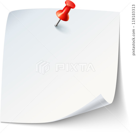 A blank sticky note pinned on a surface ready for important reminders or messages during a busy day in the office 119183313