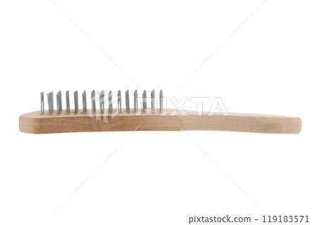 Wire brush side view on white with clipping path 119183571
