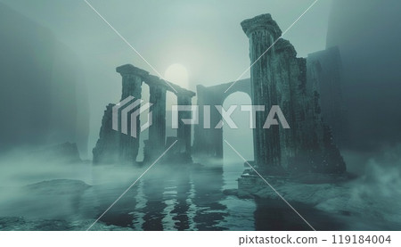 Image of a nebula over ancient ruins 119184004