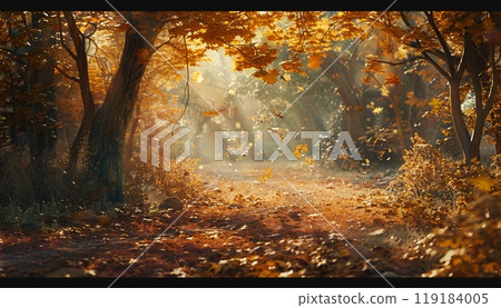 Whispers of autumn in golden forests 119184005