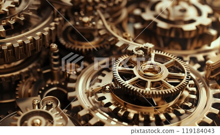 Intricate gears and cogs orchestrate a clockwork wonder 119184043