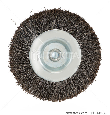 Spinning wire brush isolated on white 119184129