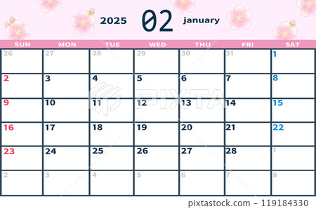 2025 年 2 月月曆 119184330