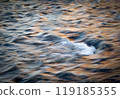 detail of a wave on an autumn colored river 119185355